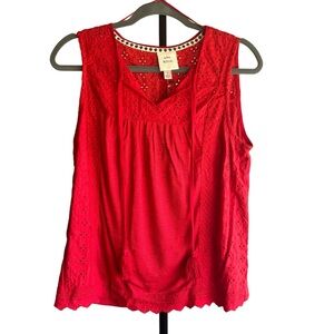 Knox Rose Rebel Red Eyelet Blouse NWT